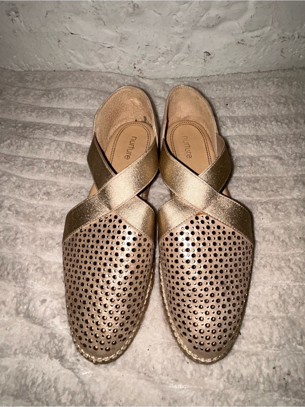 Nurture by Lamaze Metallic Gold Espadrille Flats with Crisscross Straps - Picture 5 of 10
